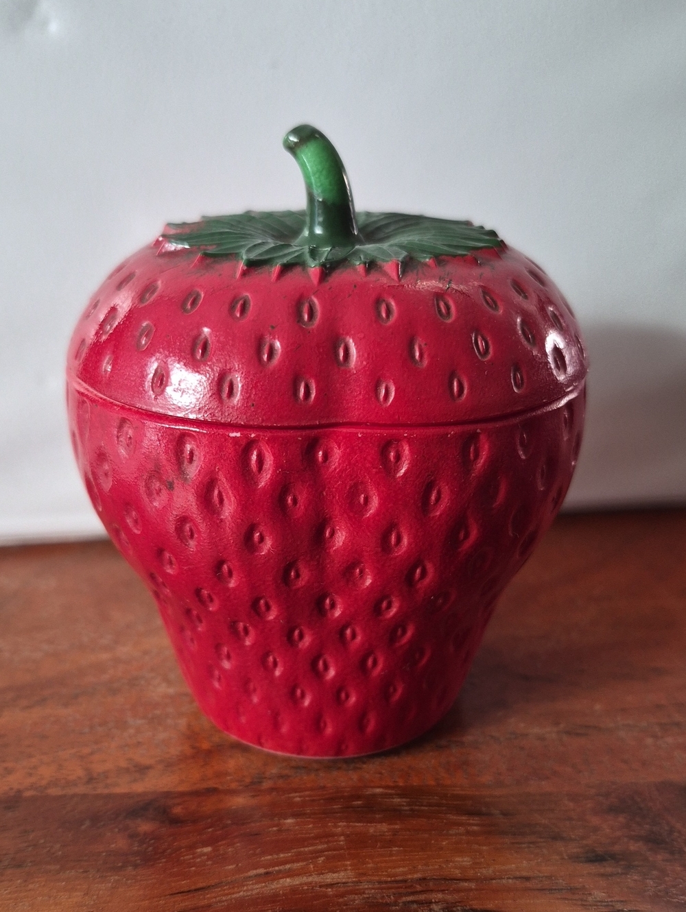 Vintage Hazel Atlas Red Strawberry Lidded Jam Jelly Condiment Jar Dish